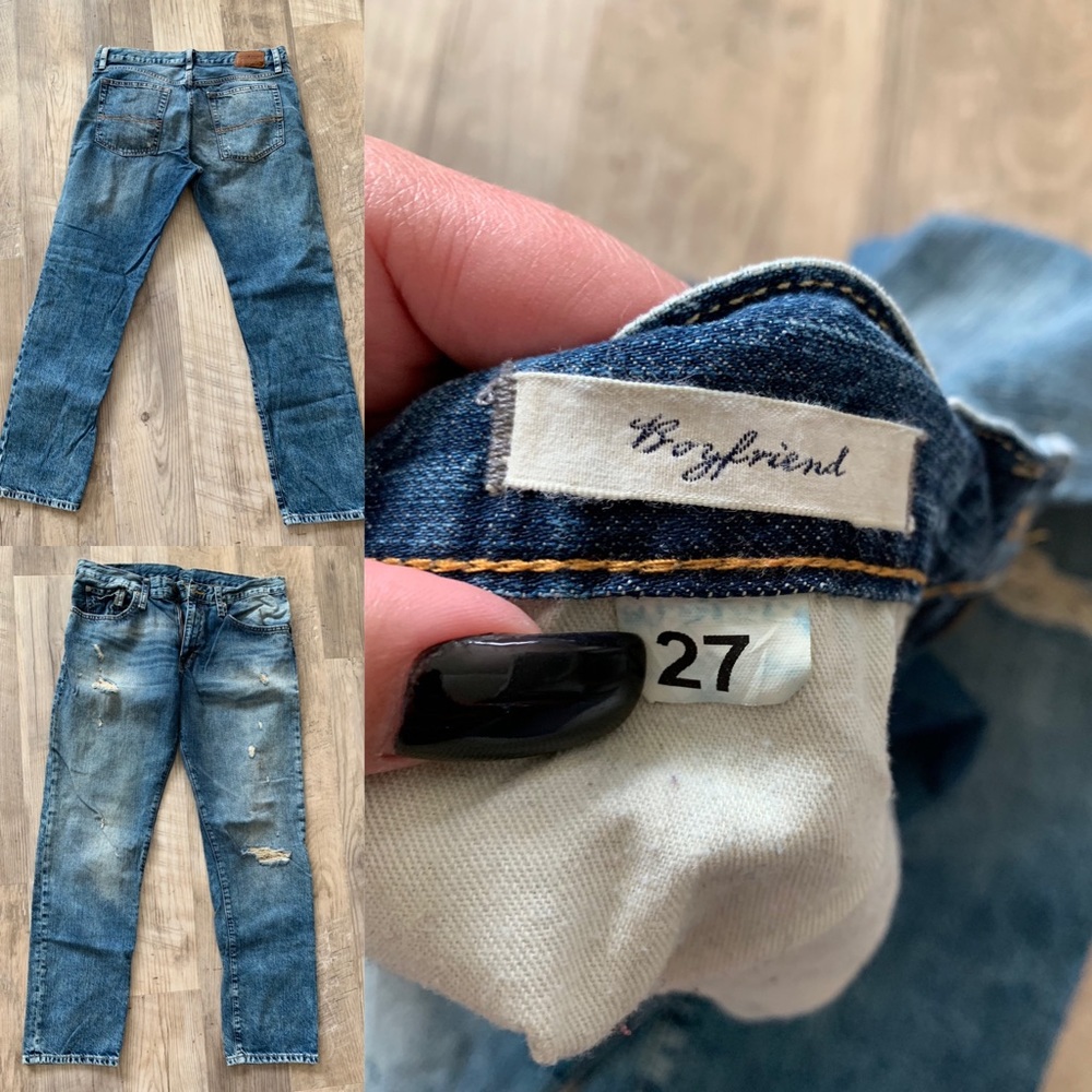 Distressed boyfriend jeans